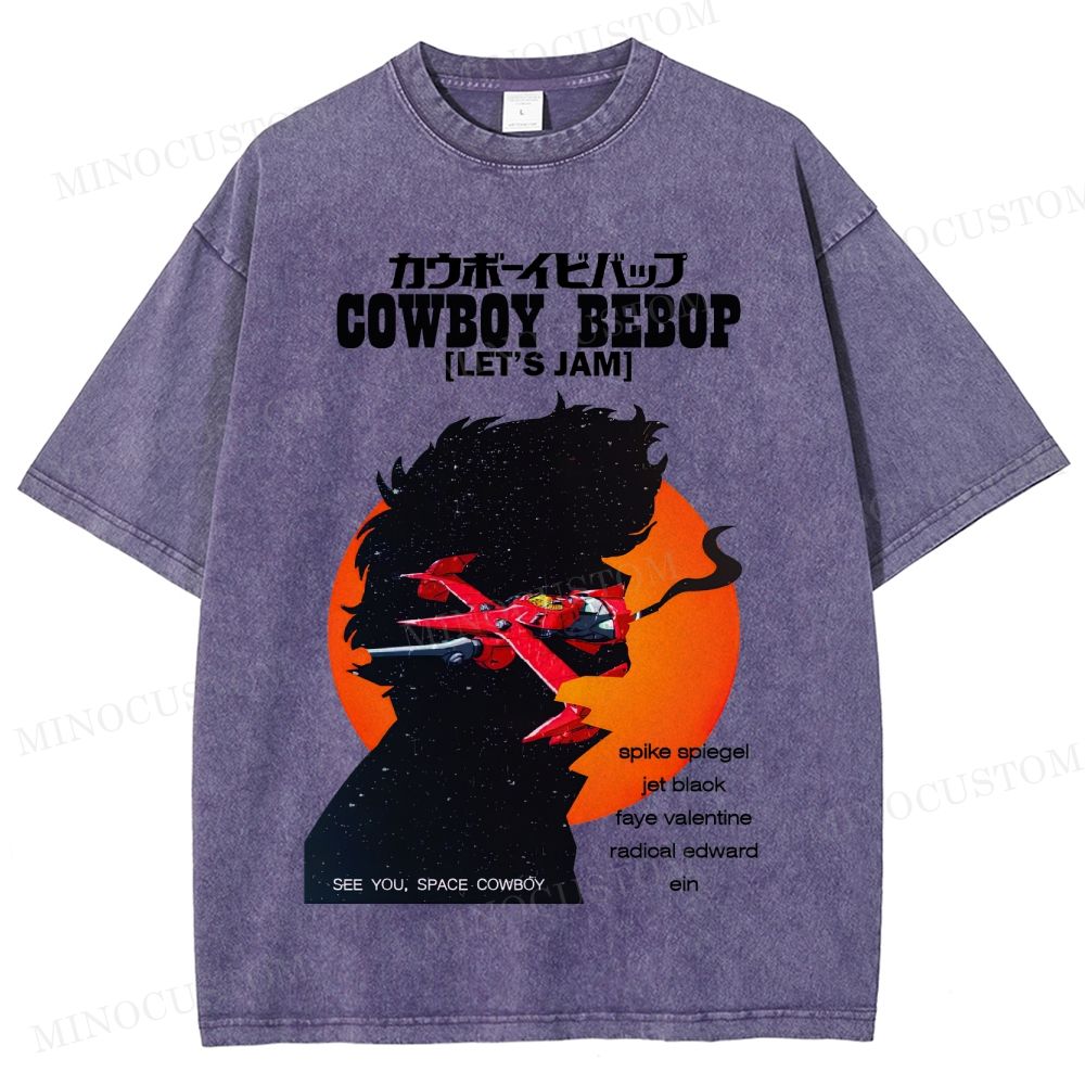 Cowboy Bebop Retro Anime Sci-Fi Graphic Washed Vintage T-Shirt