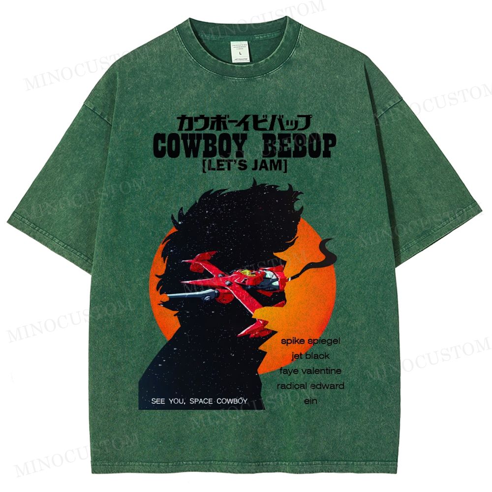 Cowboy Bebop Retro Anime Sci-Fi Graphic Washed Vintage T-Shirt