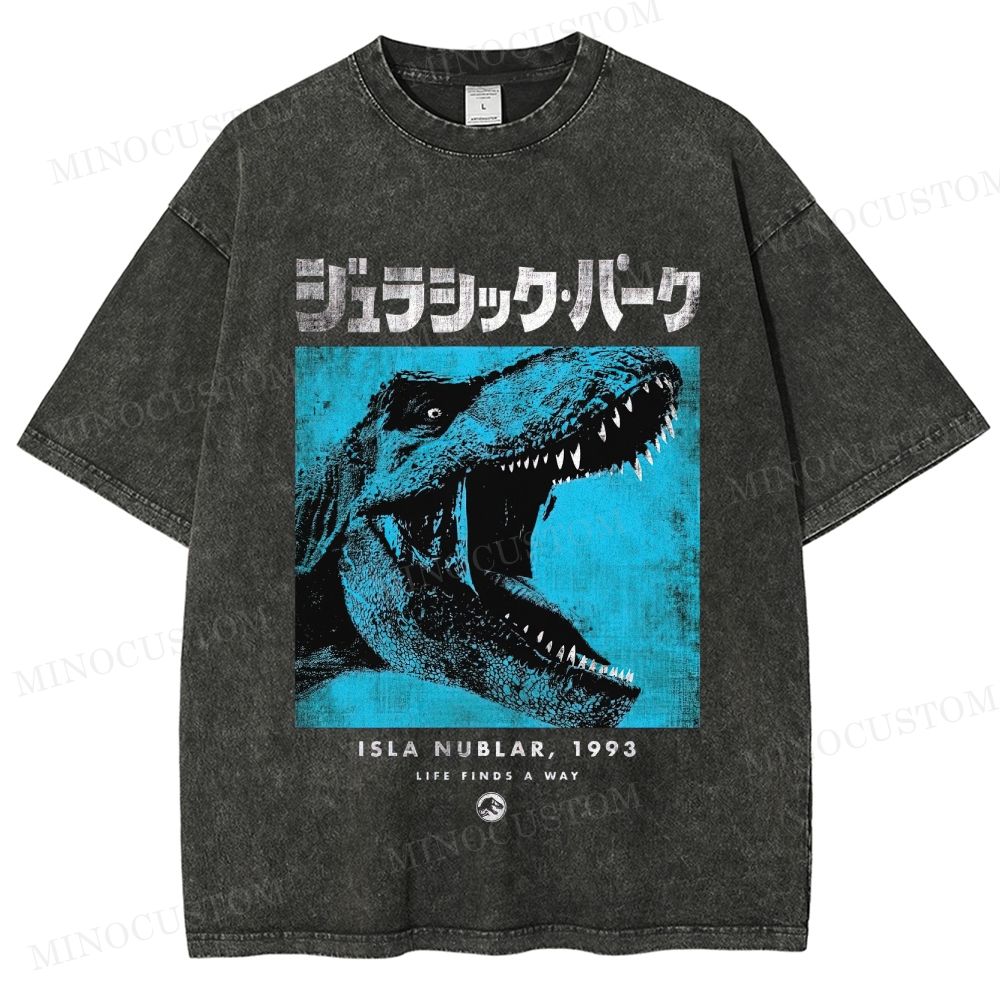 Jurassic Park Retro Sci-Fi Adventure Graphic Washed Vintage T-Shirt