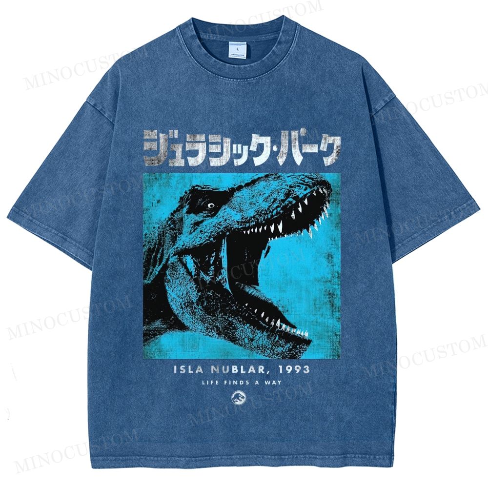 Jurassic Park Retro Sci-Fi Adventure Graphic Washed Vintage T-Shirt