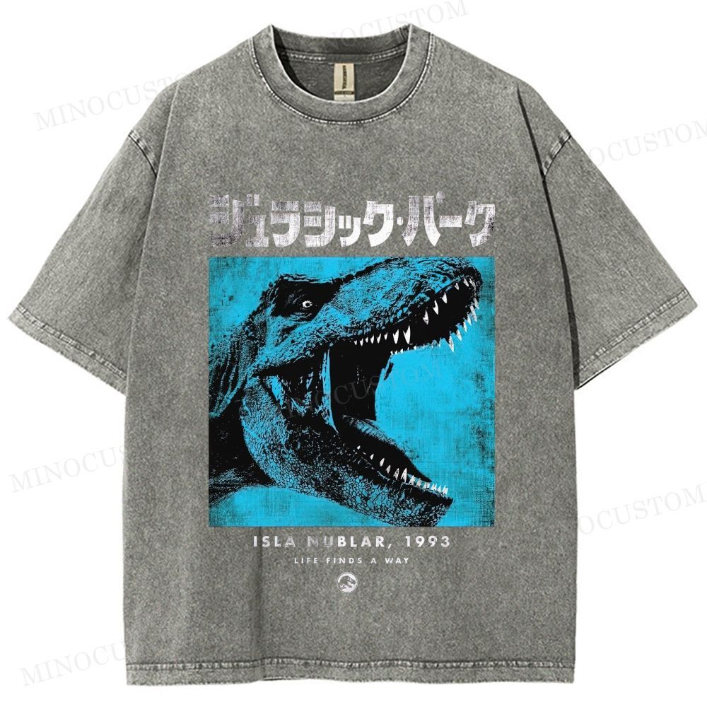 Jurassic Park Retro Sci-Fi Adventure Graphic Washed Vintage T-Shirt