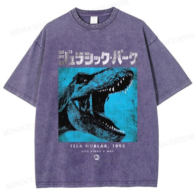 Jurassic Park Retro Sci-Fi Adventure Graphic Washed Vintage T-Shirt
