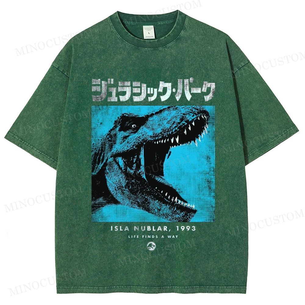 Jurassic Park Retro Sci-Fi Adventure Graphic Washed Vintage T-Shirt