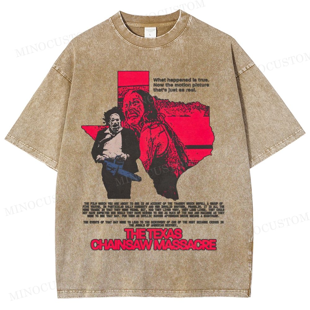 The Texas Chainsaw Massacre Retro Horror Thriller Graphic Washed Vintage T-Shirt