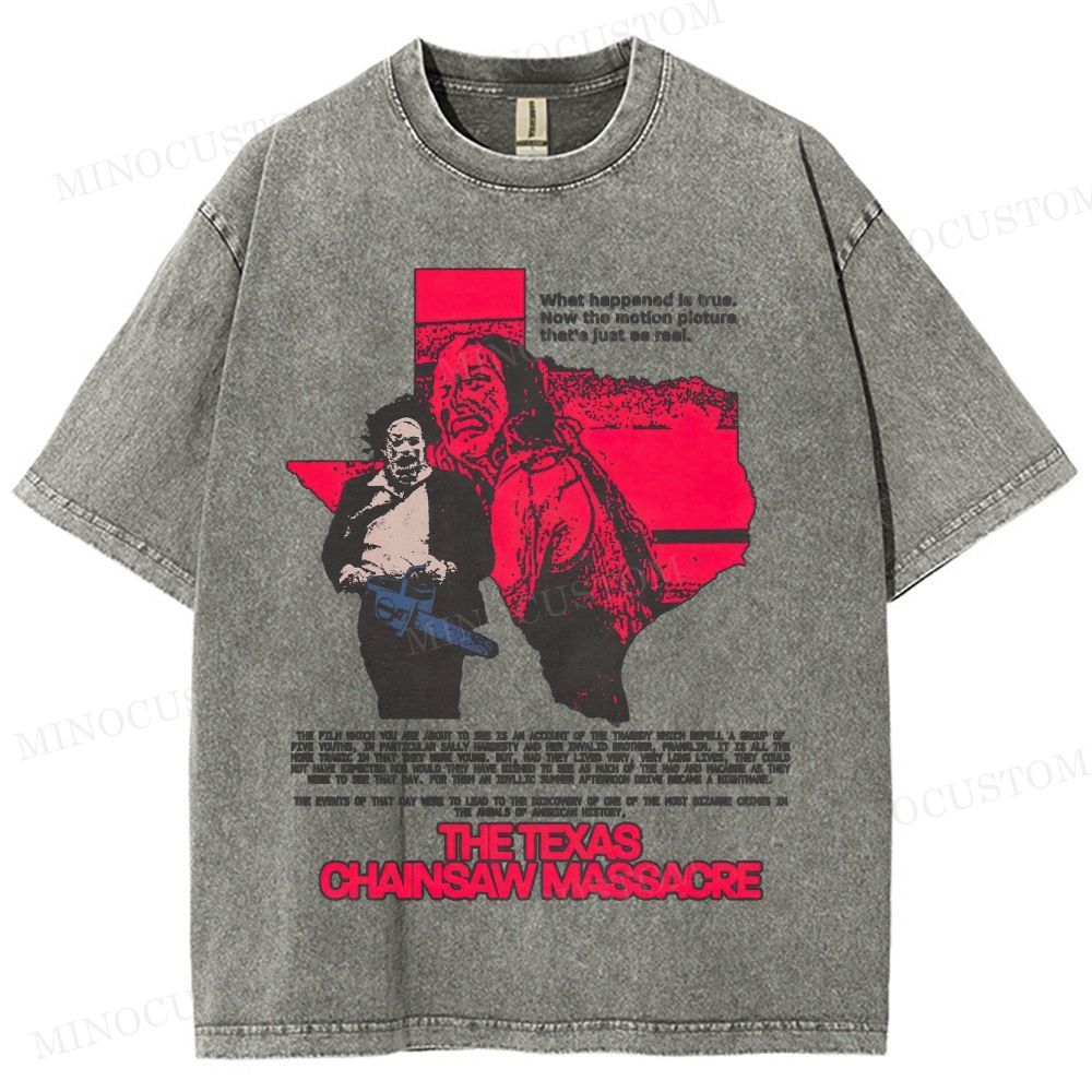 The Texas Chainsaw Massacre Retro Horror Thriller Graphic Washed Vintage T-Shirt