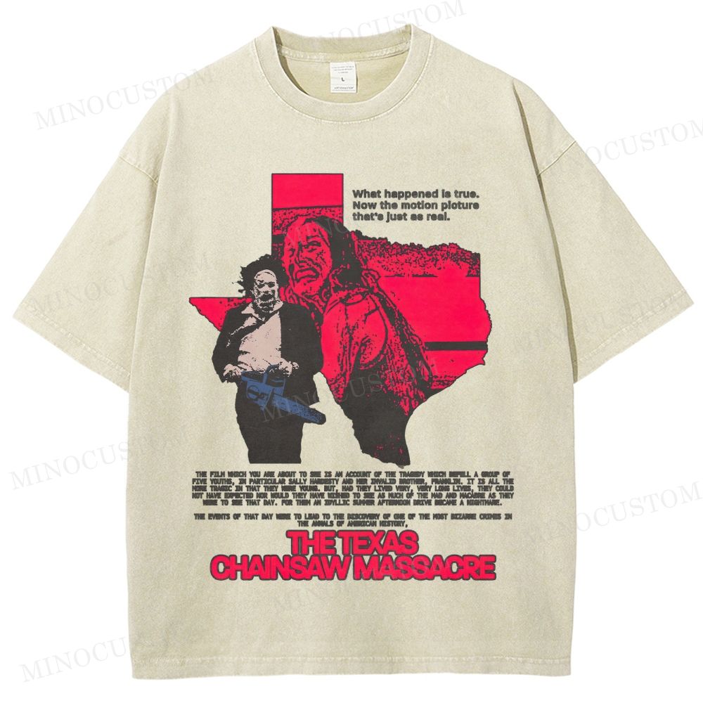 The Texas Chainsaw Massacre Retro Horror Thriller Graphic Washed Vintage T-Shirt