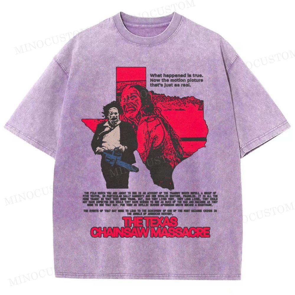 The Texas Chainsaw Massacre Retro Horror Thriller Graphic Washed Vintage T-Shirt