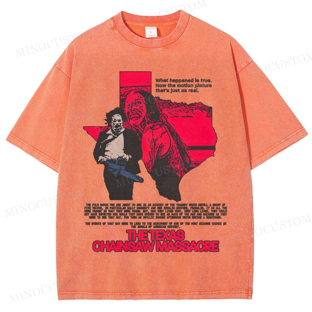 The Texas Chainsaw Massacre Retro Horror Thriller Graphic Washed Vintage T-Shirt