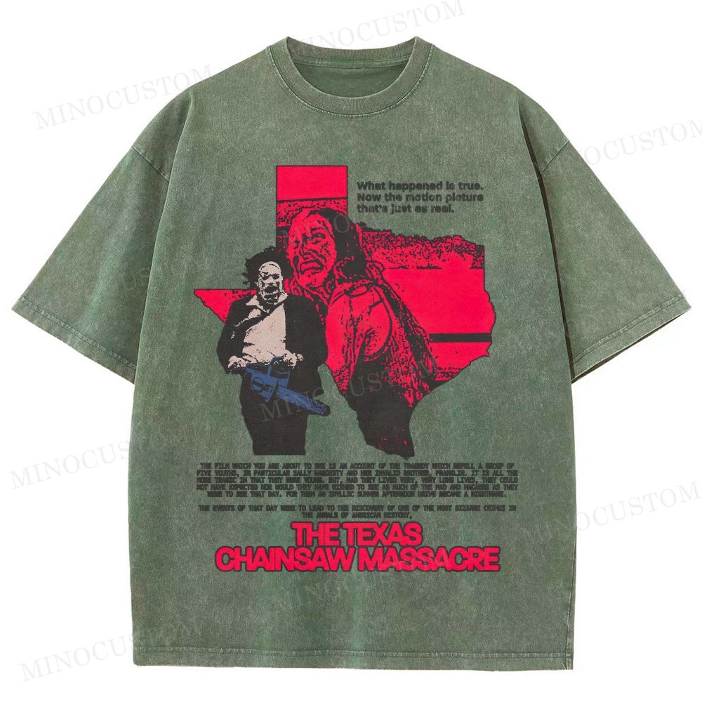 The Texas Chainsaw Massacre Retro Horror Thriller Graphic Washed Vintage T-Shirt