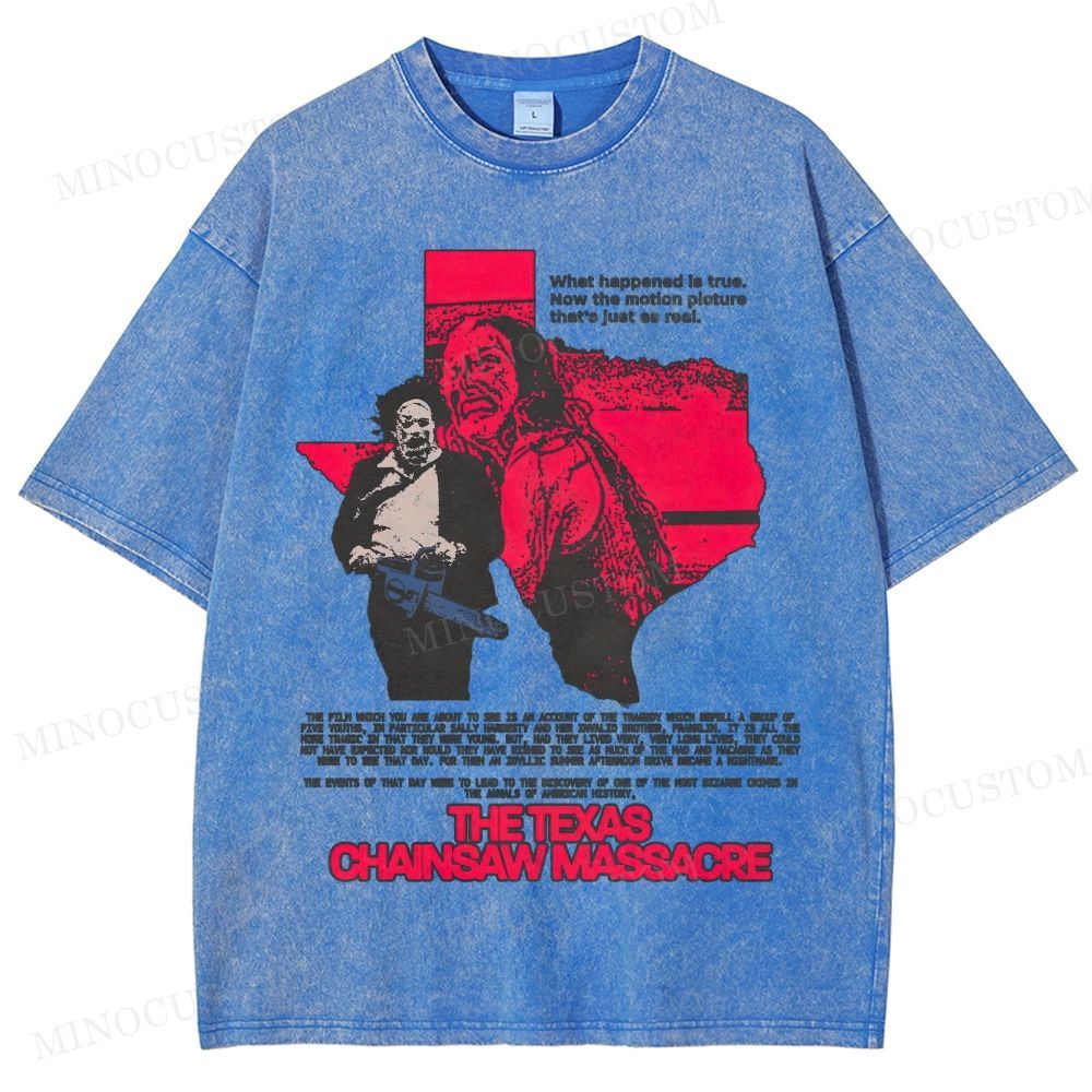 The Texas Chainsaw Massacre Retro Horror Thriller Graphic Washed Vintage T-Shirt