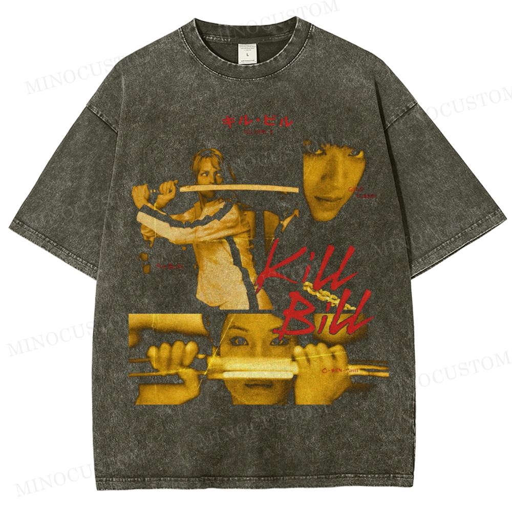 Kill Bill Retro Action Thriller Graphic Washed Vintage T-Shirt