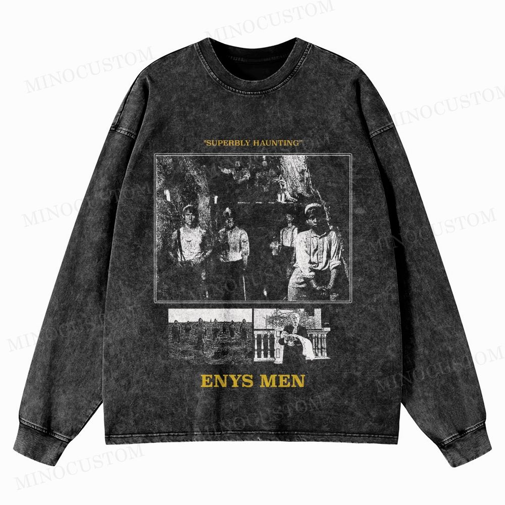 Enys Men Retro Folk Horror Graphic Washed Vintage Long Sleeve Shirt