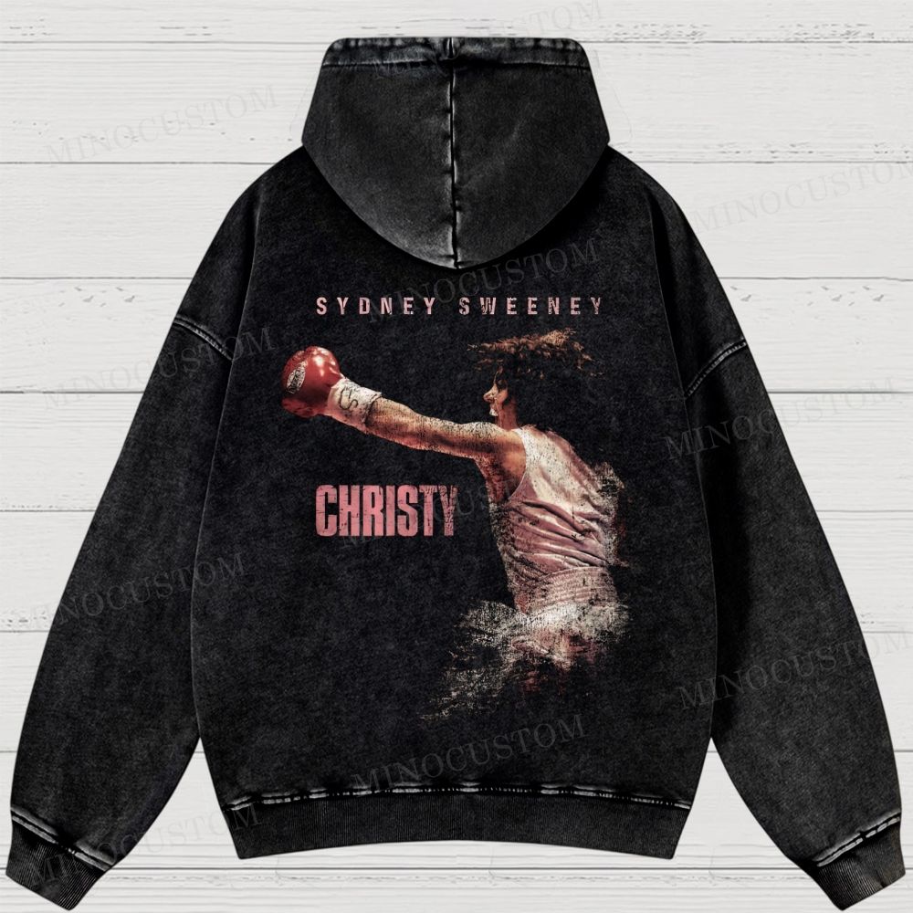 Christy Retro Sports Drama Graphic Washed Vintage Hoodie