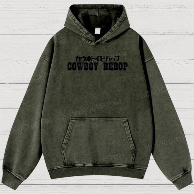 Cowboy Bebop Let’s Jam Retro Anime Sci-Fi Graphic Washed Vintage Hoodie