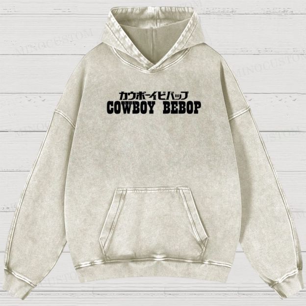 Cowboy Bebop Let’s Jam Retro Anime Sci-Fi Graphic Washed Vintage Hoodie