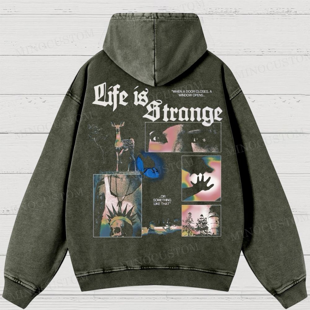 Butterfly Effect Graphic Washed Hoodies