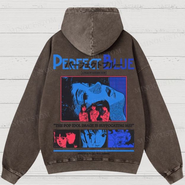 Perfect Blue Retro Psychological Thriller Anime Graphic Washed Vintage Hoodie