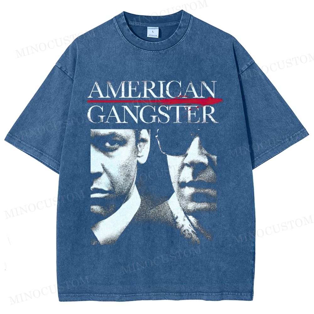 American Gangster Retro Crime Drama Graphic Washed T-Shirt