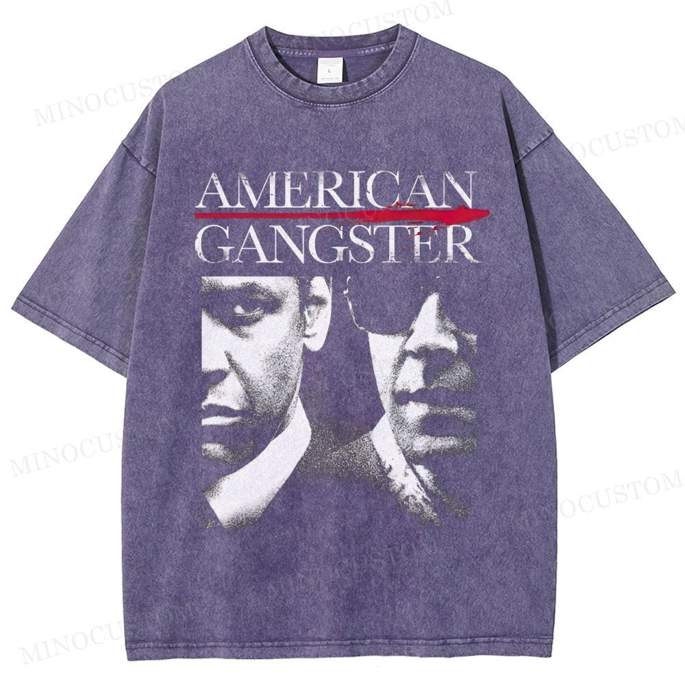 American Gangster Retro Crime Drama Graphic Washed T-Shirt