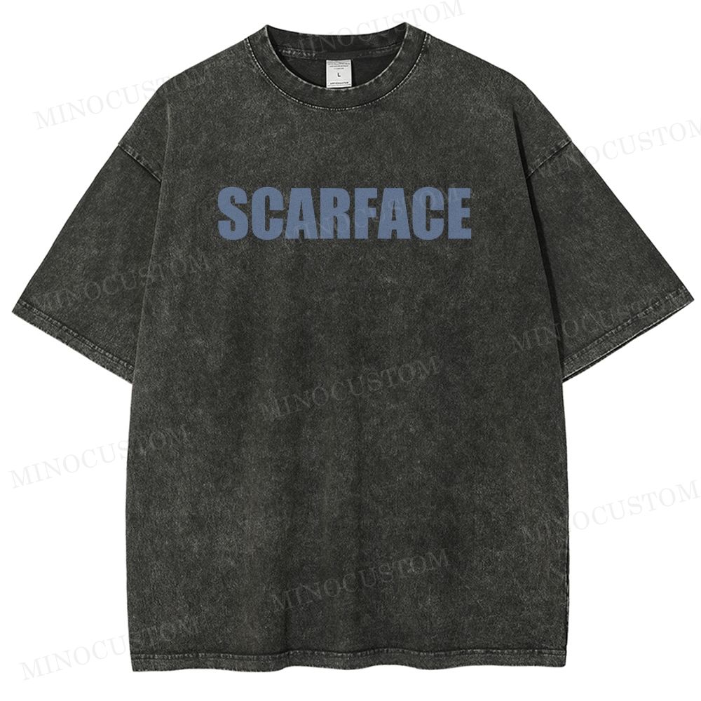 Scarface Retro Crime Drama Graphic Washed Vintage T - Shirt