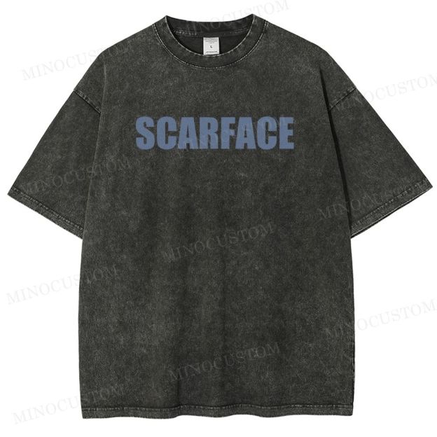 Scarface Retro Crime Drama Graphic Washed Vintage T - Shirt