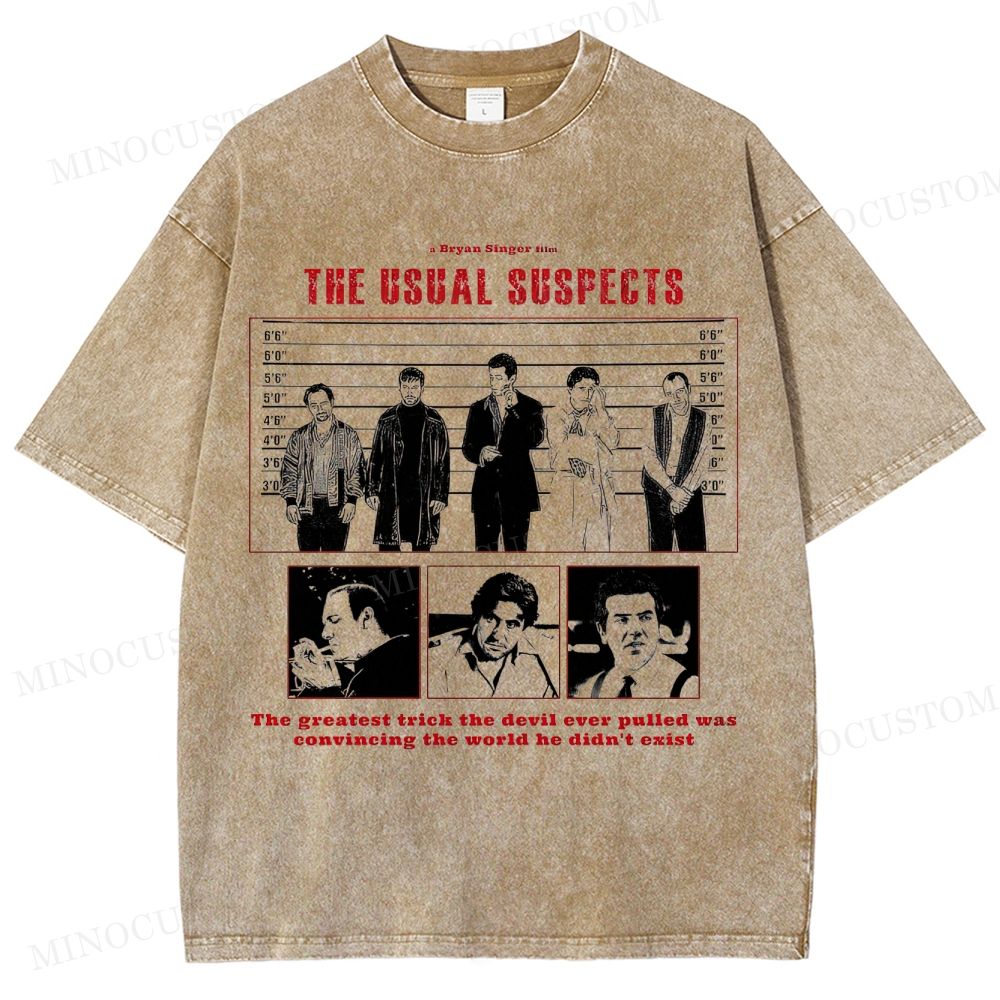 The Usual Suspects Retro Crime Mystery Graphic Washed T-Shirt