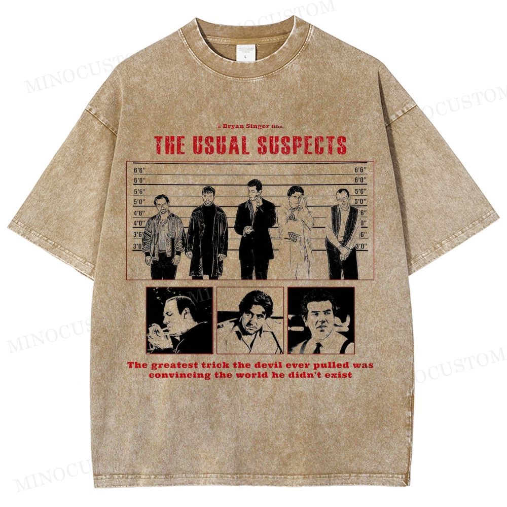 The Usual Suspects Retro Crime Mystery Graphic Washed T-Shirt