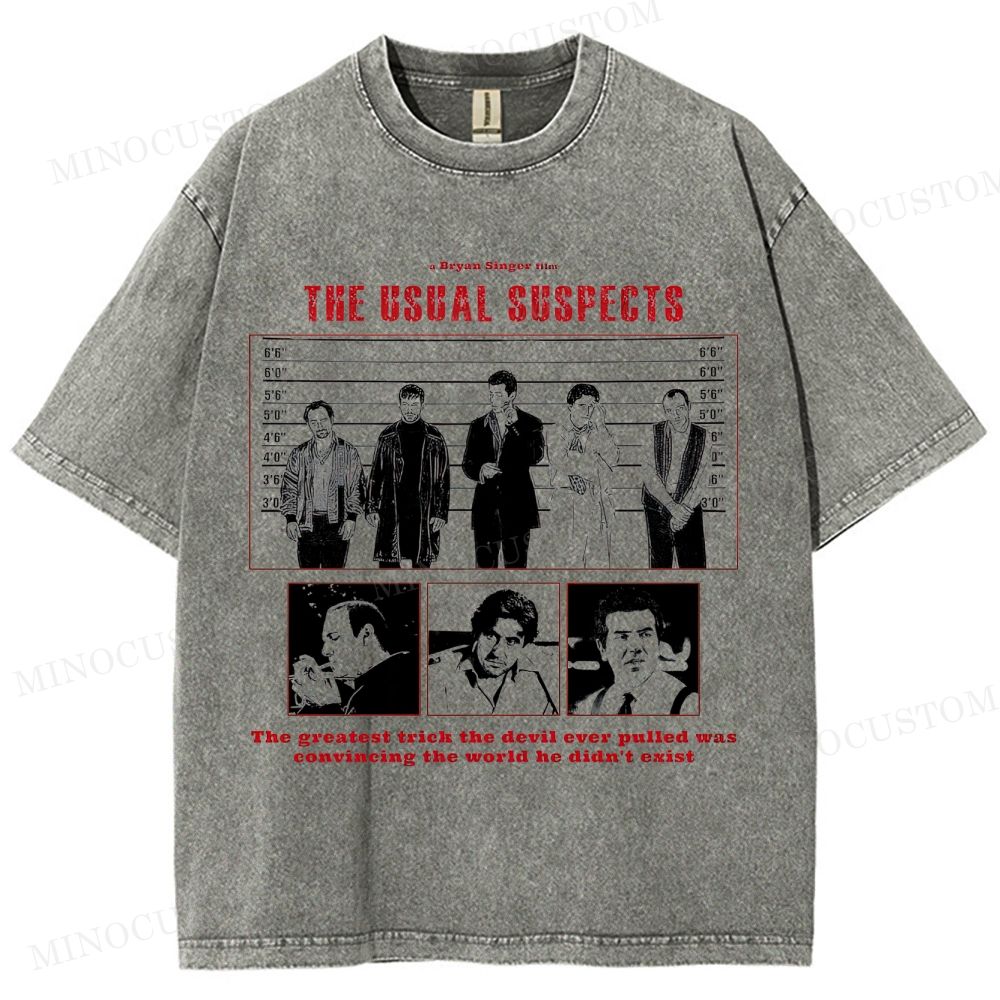 The Usual Suspects Retro Crime Mystery Graphic Washed T-Shirt