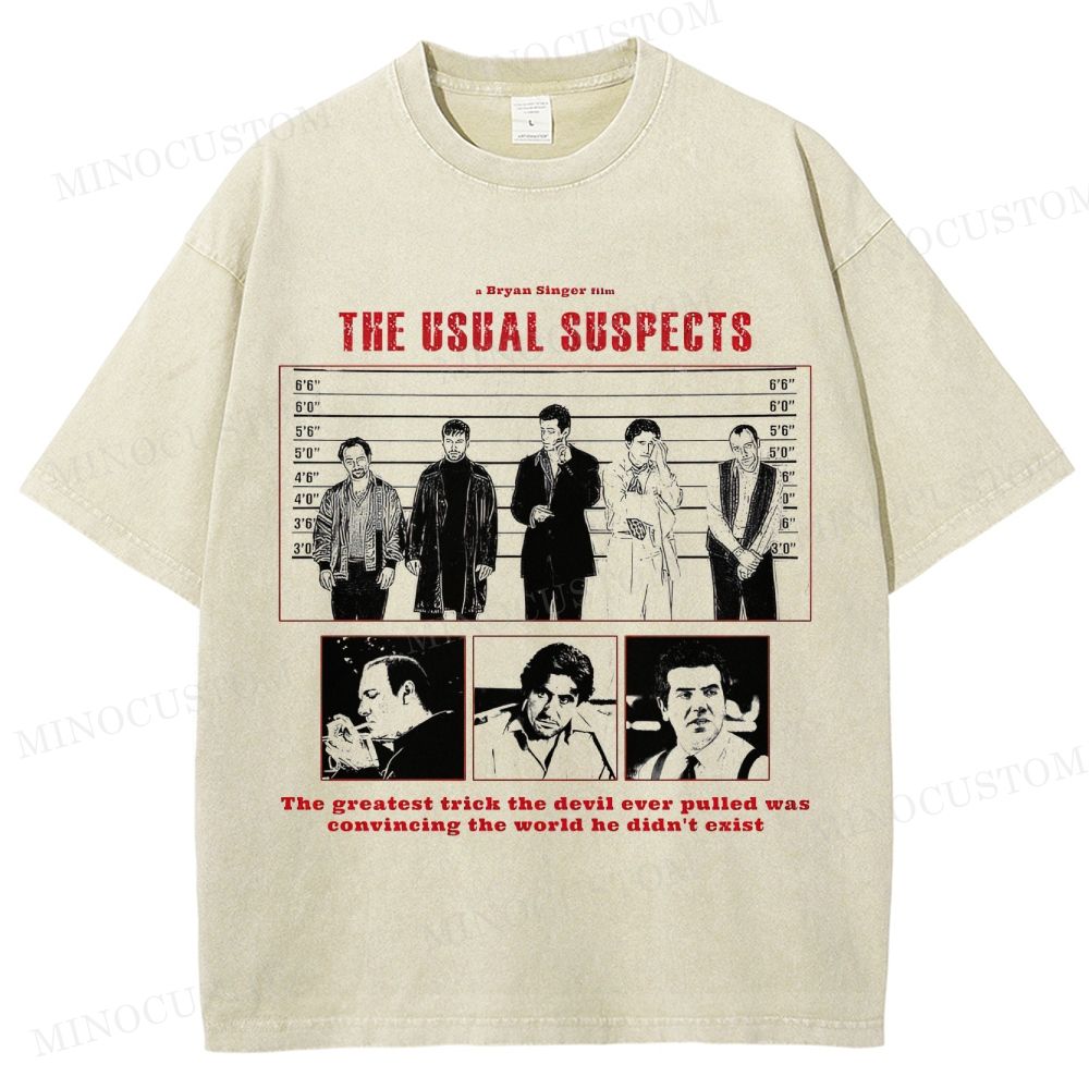 The Usual Suspects Retro Crime Mystery Graphic Washed T-Shirt