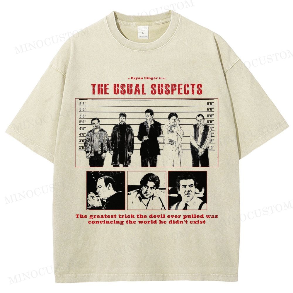 The Usual Suspects Retro Crime Mystery Graphic Washed T-Shirt
