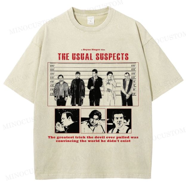 The Usual Suspects Retro Crime Mystery Graphic Washed T-Shirt