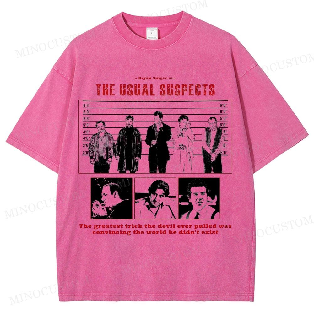 The Usual Suspects Retro Crime Mystery Graphic Washed T-Shirt