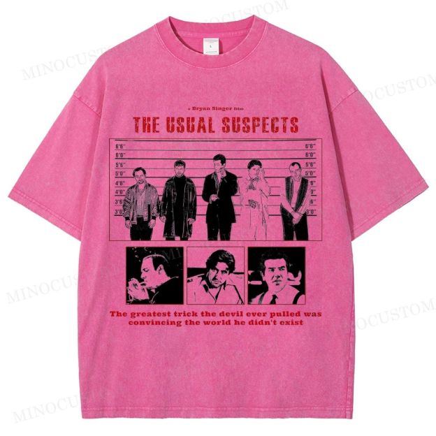 The Usual Suspects Retro Crime Mystery Graphic Washed T-Shirt