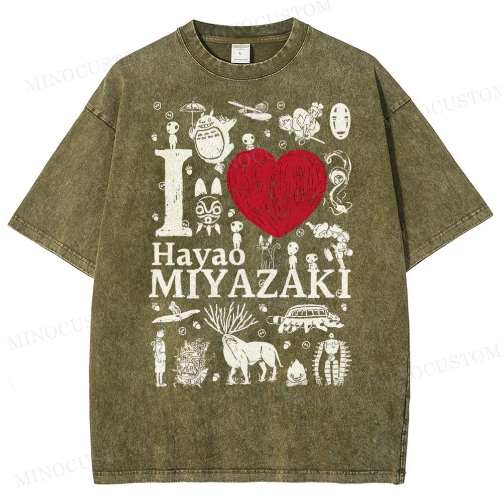 I Love Miyazaki Washed T-Shirt 