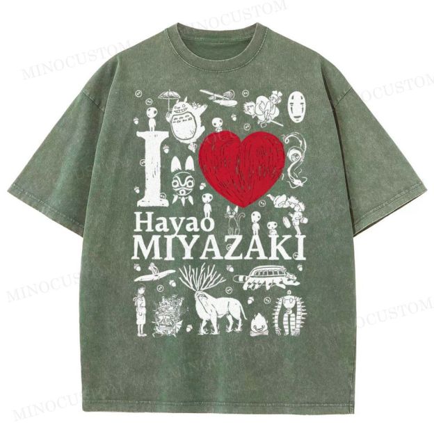 I Love Miyazaki Washed T-Shirt 