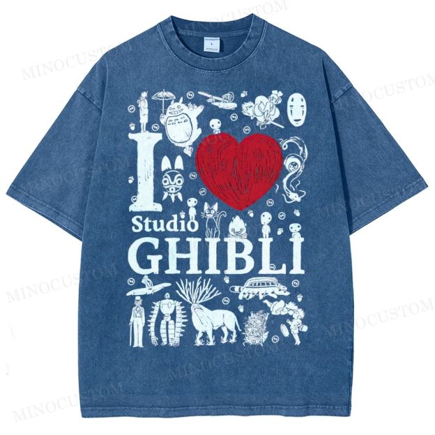 I love Ghibli Washed T-Shirt 