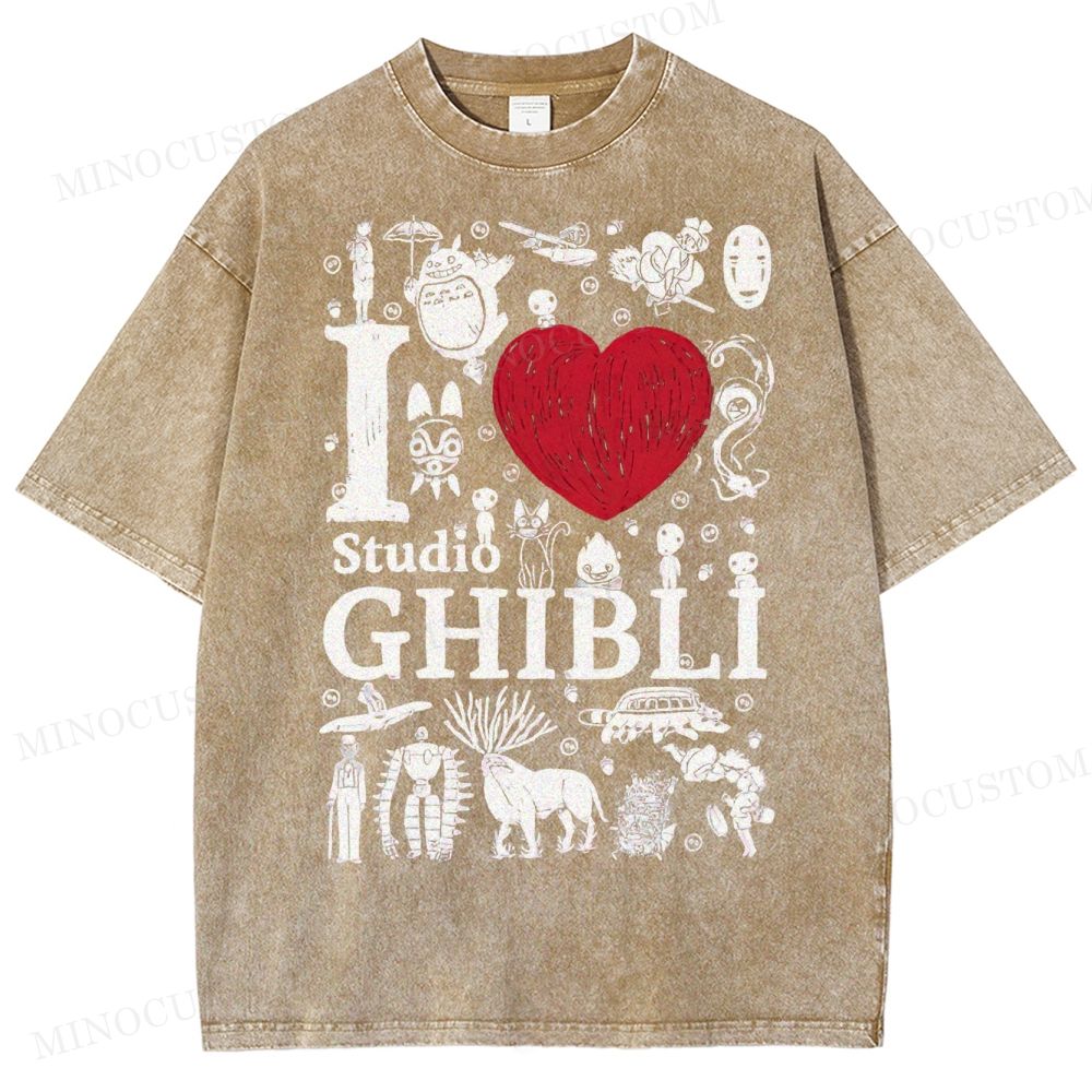 I love Ghibli Washed T-Shirt 