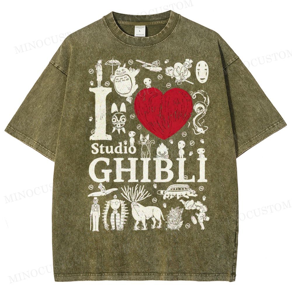 I love Ghibli Washed T-Shirt 