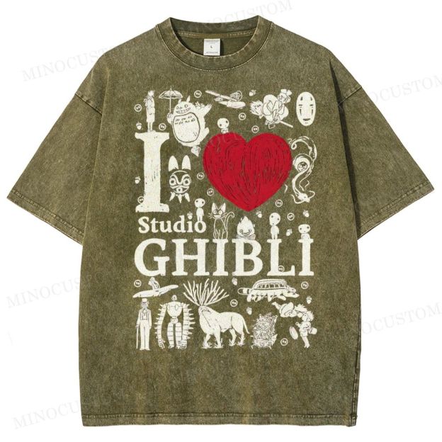I love Ghibli Washed T-Shirt 