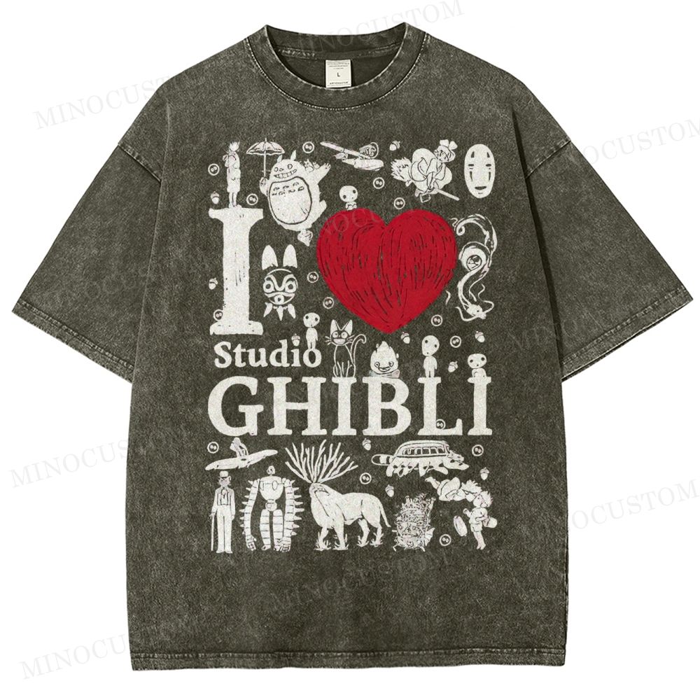 I love Ghibli Washed T-Shirt 