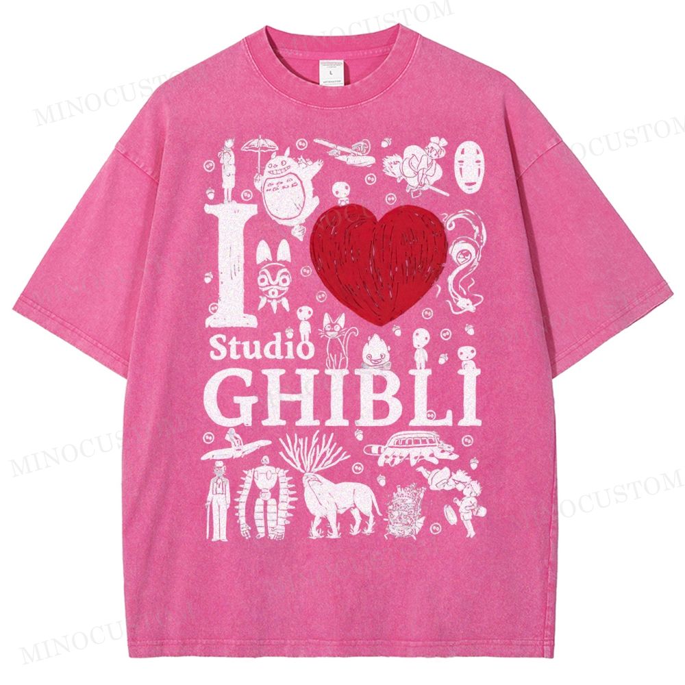 I love Ghibli Washed T-Shirt 