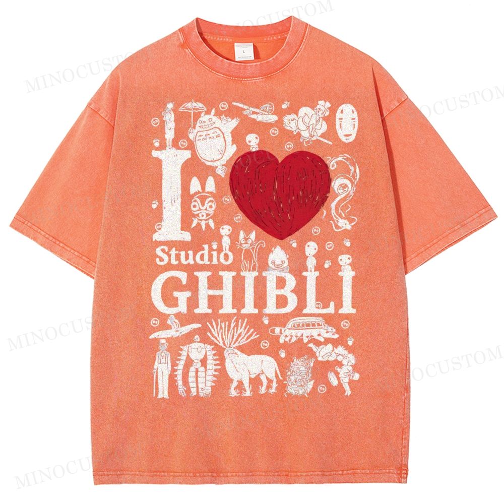 I love Ghibli Washed T-Shirt 