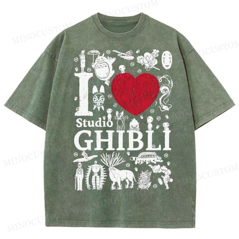 I love Ghibli Washed T-Shirt 