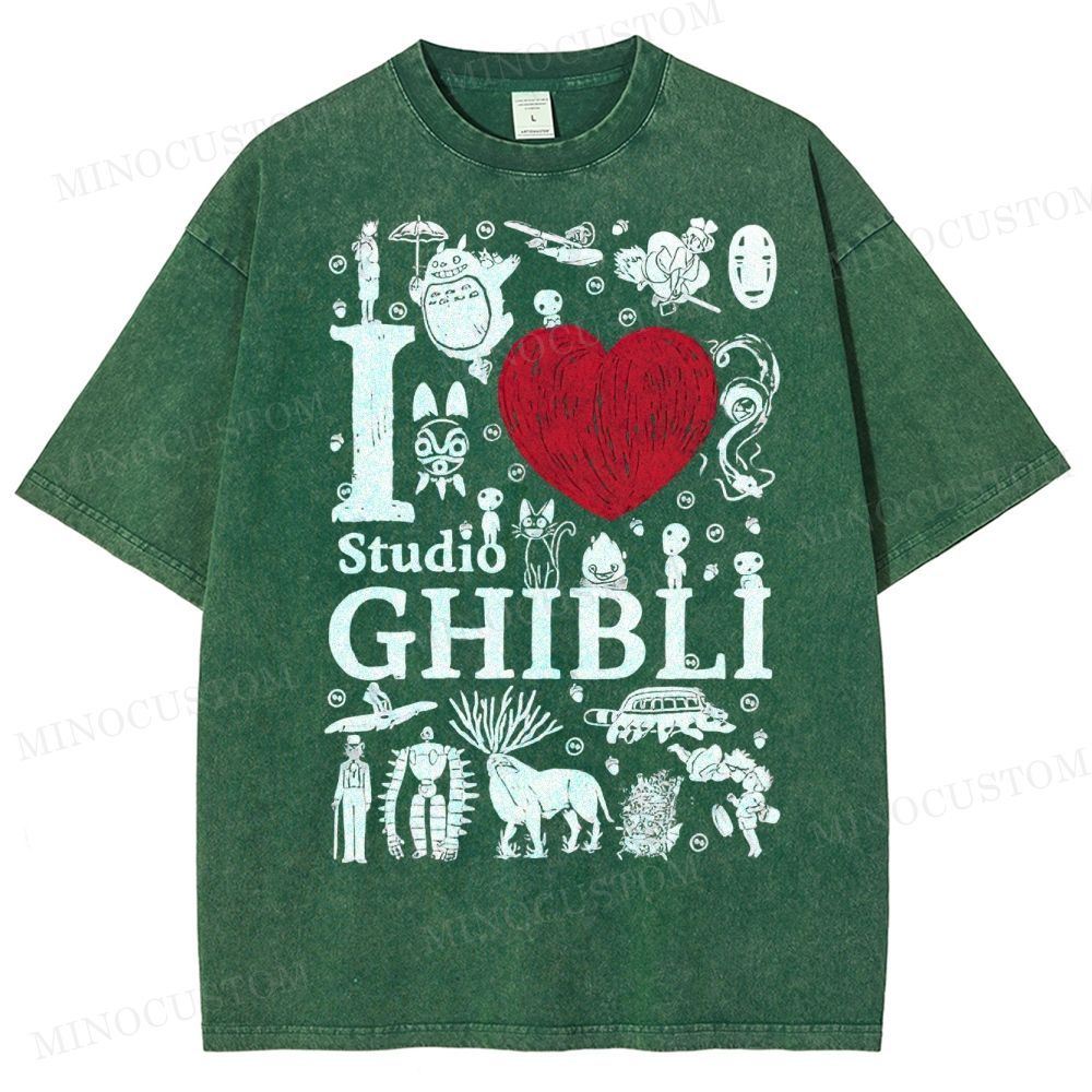 I love Ghibli Washed T-Shirt 