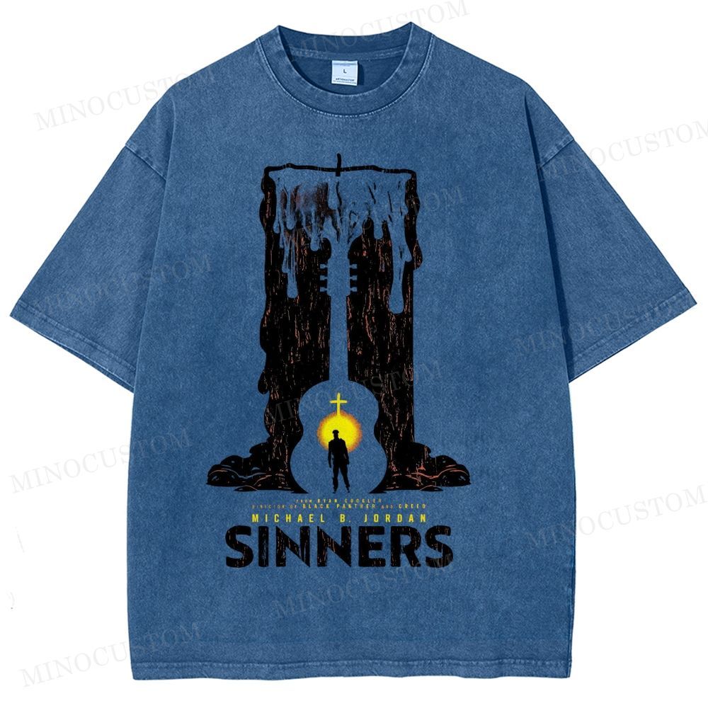 “Sinners” Melting Guitar Candle Washed T-Shirt 