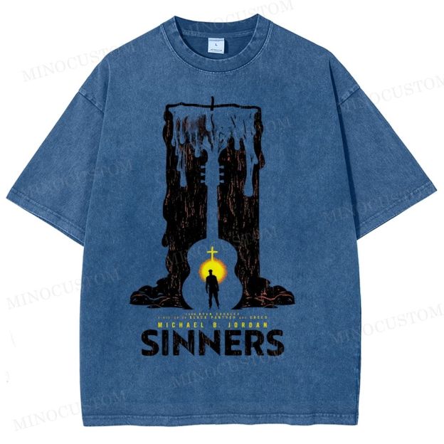 “Sinners” Melting Guitar Candle Washed T-Shirt 
