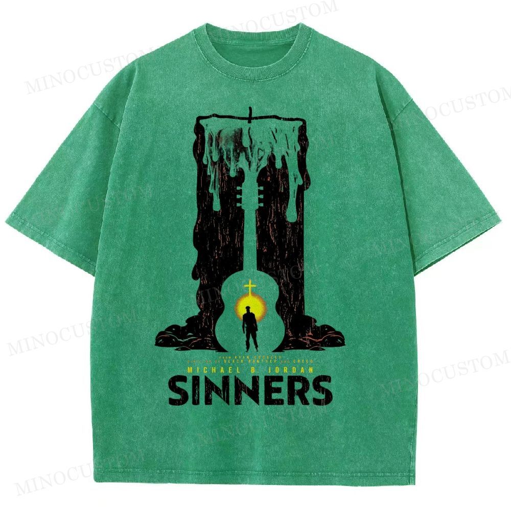 “Sinners” Melting Guitar Candle Washed T-Shirt 