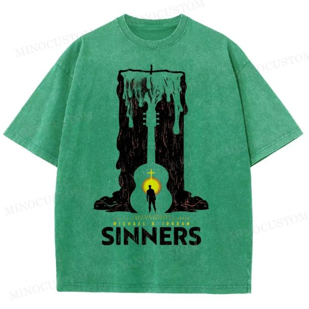 “Sinners” Melting Guitar Candle Washed T-Shirt 