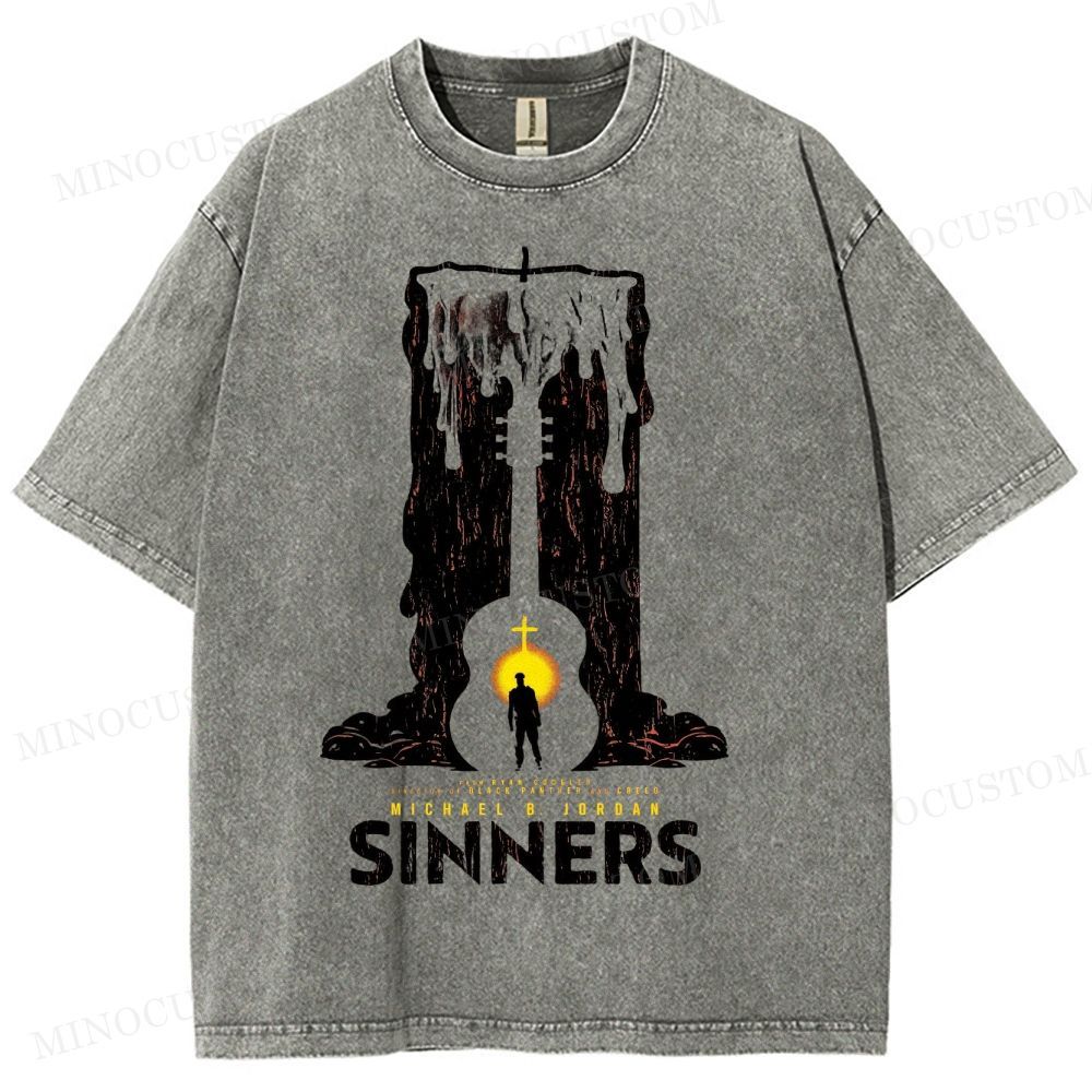 “Sinners” Melting Guitar Candle Washed T-Shirt 