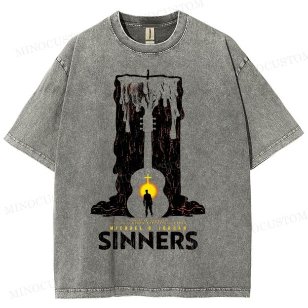 “Sinners” Melting Guitar Candle Washed T-Shirt 